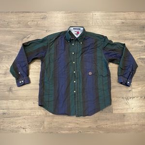 Men’s Large 100% Cotton Tommy Hilfiger Striped Button Down Shirt